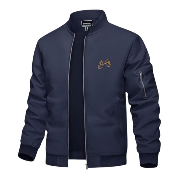 Men's Ivan Cornejo Astronaut Logo Embroidered Lightweight Bomber Jacket-Navy